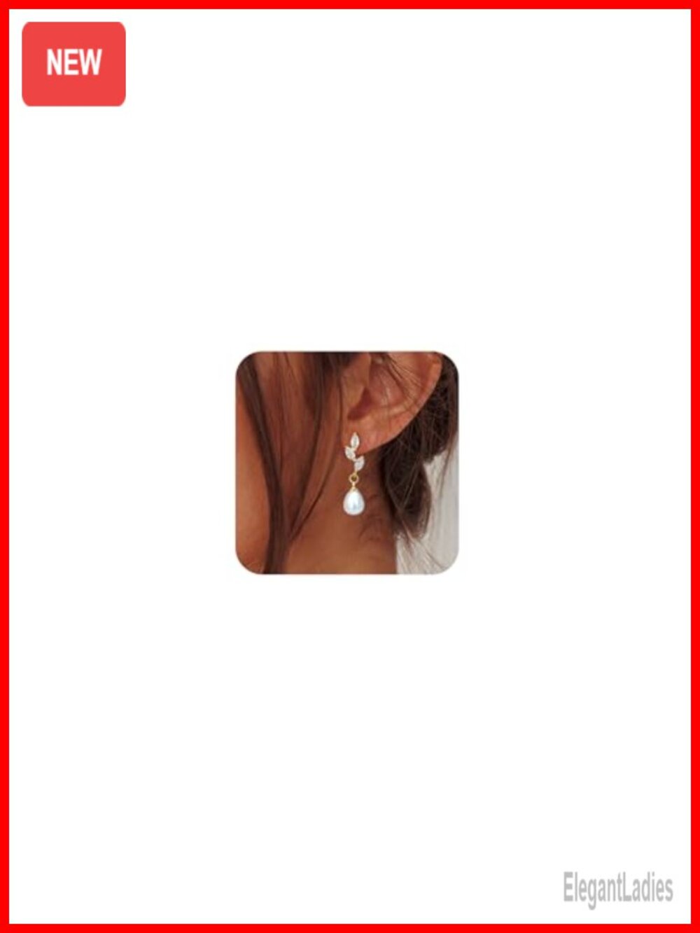 14K Gold Plated Pearl Drop Dangle Earrings Leaf Flower Wedding Prom